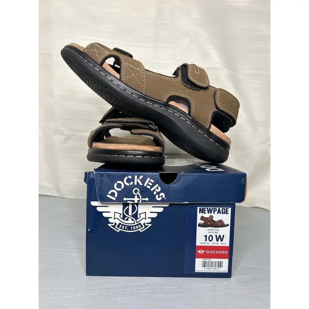 Dockers Newpage Quarter Strap Sandals Dark Tan Mens Size 10 Wide